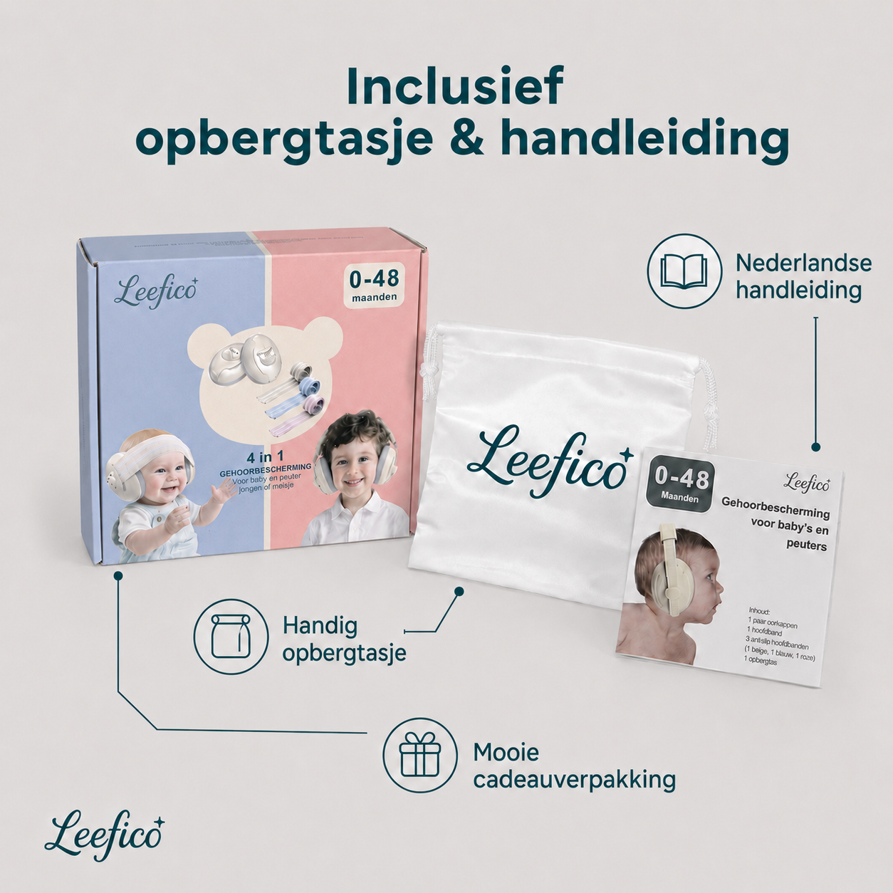 Peuter met Leefico koptelefoon oorbeschermers — beschermt gevoelige oortjes bij lawaai