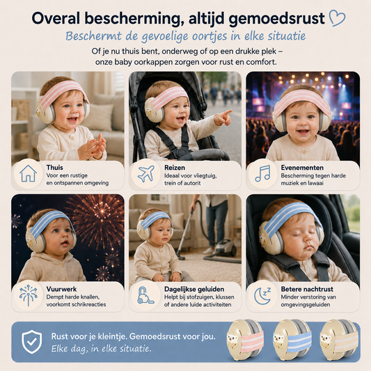 Leefico 4 in 1 Gehoorbescherming Baby & Peuter — Groeit Mee van 0 tot 48 Maanden | Incl. 3 Hoofdbanden