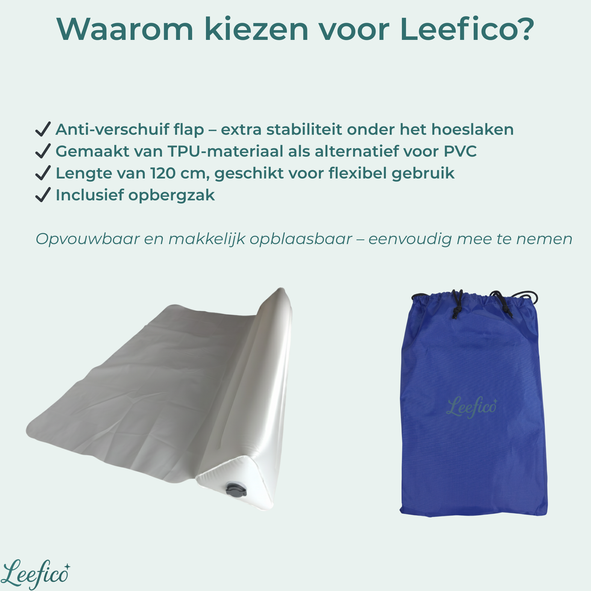 Leefico bedrail opvouwbaar compact in opbergzak — ideaal voor op reis